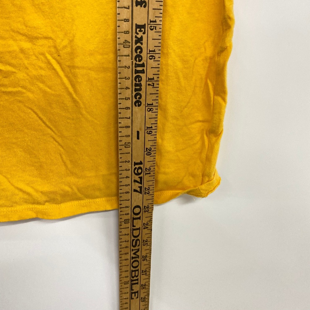 Volcom Palm Tree Graphic Ringer Tee L Yellow Surf Skater Y2K Beach Retro - Picture 4 of 7